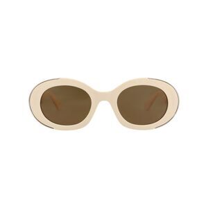 Alexander McQueen Round-Frame Recycled Acetate Sunglasses Ivory Womens